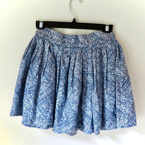 American Eagle Women's Midi Skirt - Blue Pleated Paisley Floral - Size Small - Picture 1 of 2